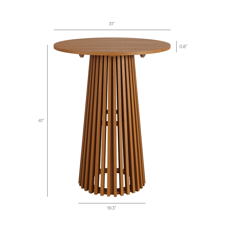 Reed 3-Piece Outdoor Teak Wood Bar Set in Natural