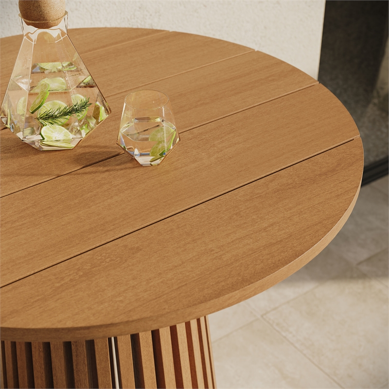 Reed 3-Piece Outdoor Teak Wood Bar Set in Natural