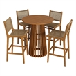 Rowe 5-Piece Outdoor Teak Wood Bar Set in Natural