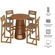 Reed 5-Piece Outdoor Teak Wood Bar Set in Natural