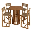 Reed 5-Piece Outdoor Teak Wood Bar Set in Natural