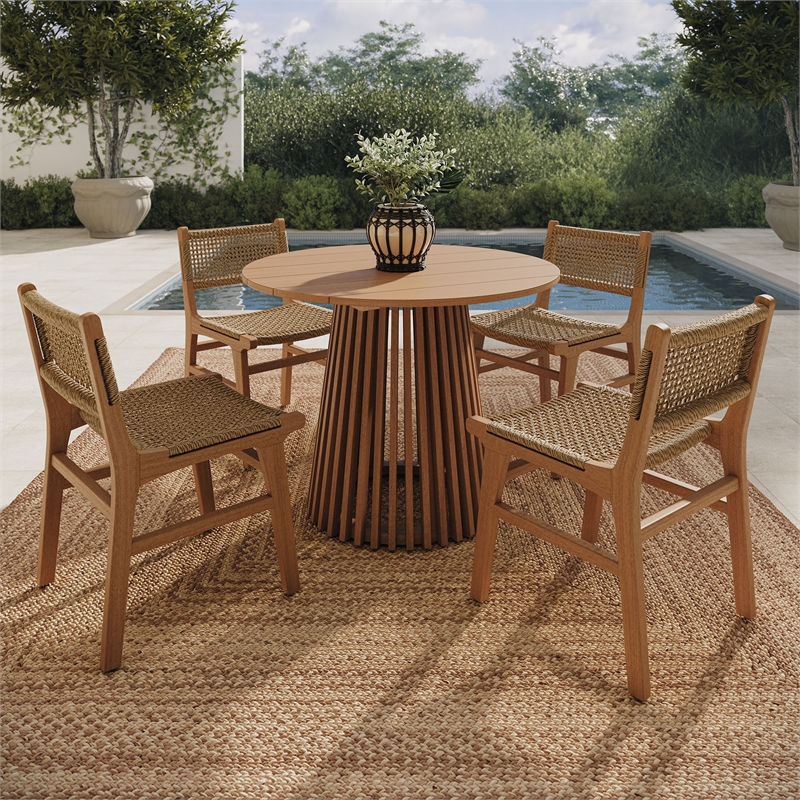 Rowe 5-Piece Outdoor Teak Wood Dining Set in Natural