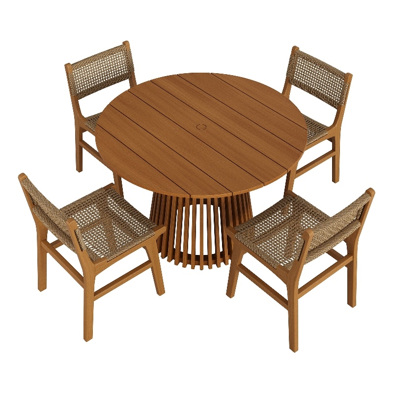 Rowe 5-Piece Outdoor Teak Wood Dining Set in Natural