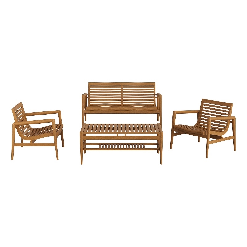 Hayden 4-Piece Outdoor Teak Wood Furniture Set in Natural