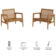 Hayden Outdoor Teak Wood Armchairs Set of 2 in Natural