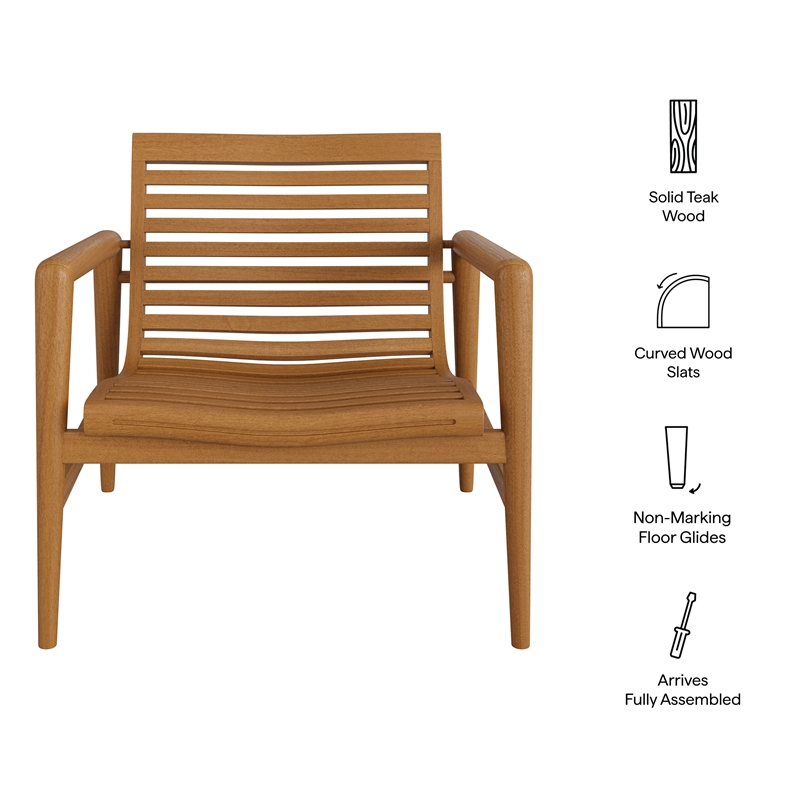 Hayden Outdoor Teak Wood Armchair in Natural