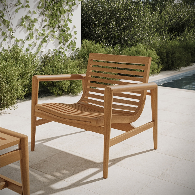 Hayden Outdoor Teak Wood Armchair in Natural