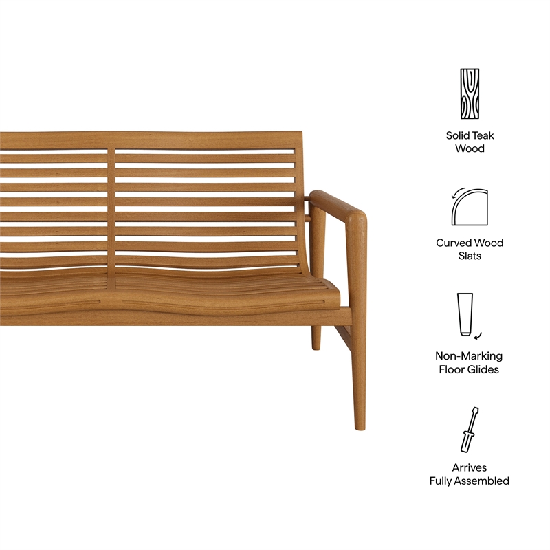 Hayden 56 Inch Outdoor Teak Wood Loveseat in Natural