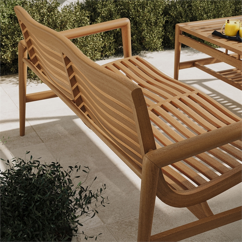 Hayden 56 Inch Outdoor Teak Wood Loveseat in Natural