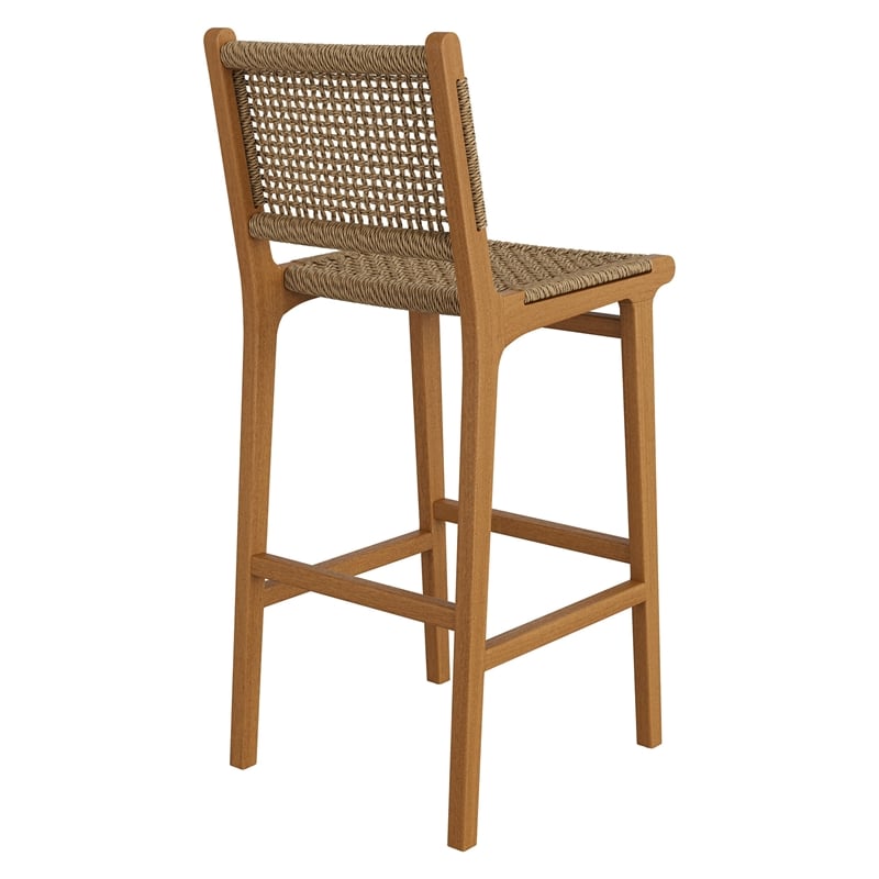 Rowe Outdoor Teak Wood Bar Chairs Set of 2 in Natural