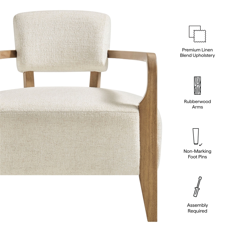 Zinnia Linen Blend Accent Chair in Ivory