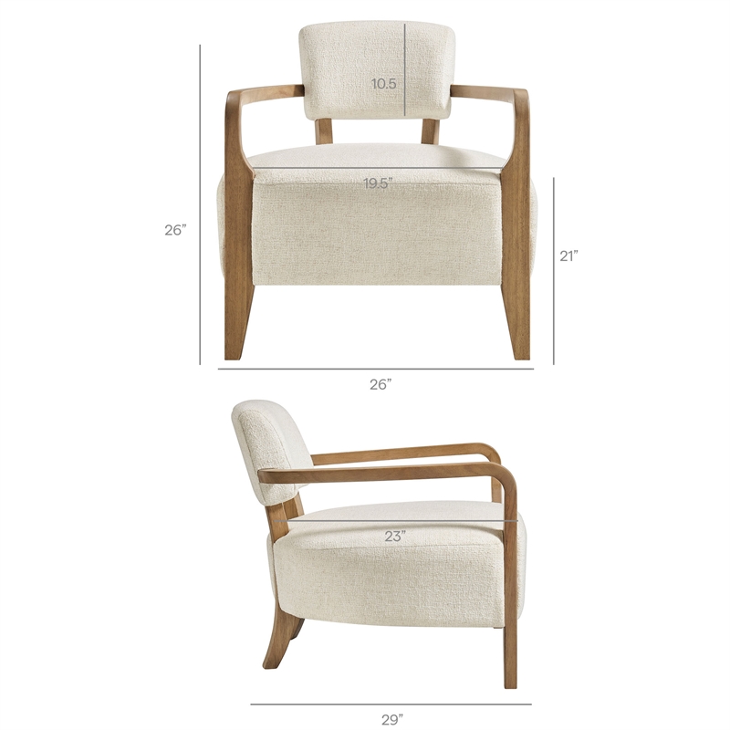 Zinnia Linen Blend Accent Chair in Ivory