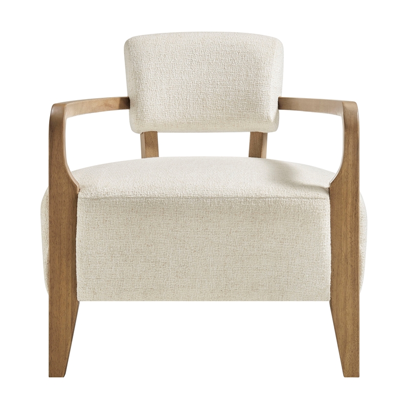 Zinnia Linen Blend Accent Chair in Ivory