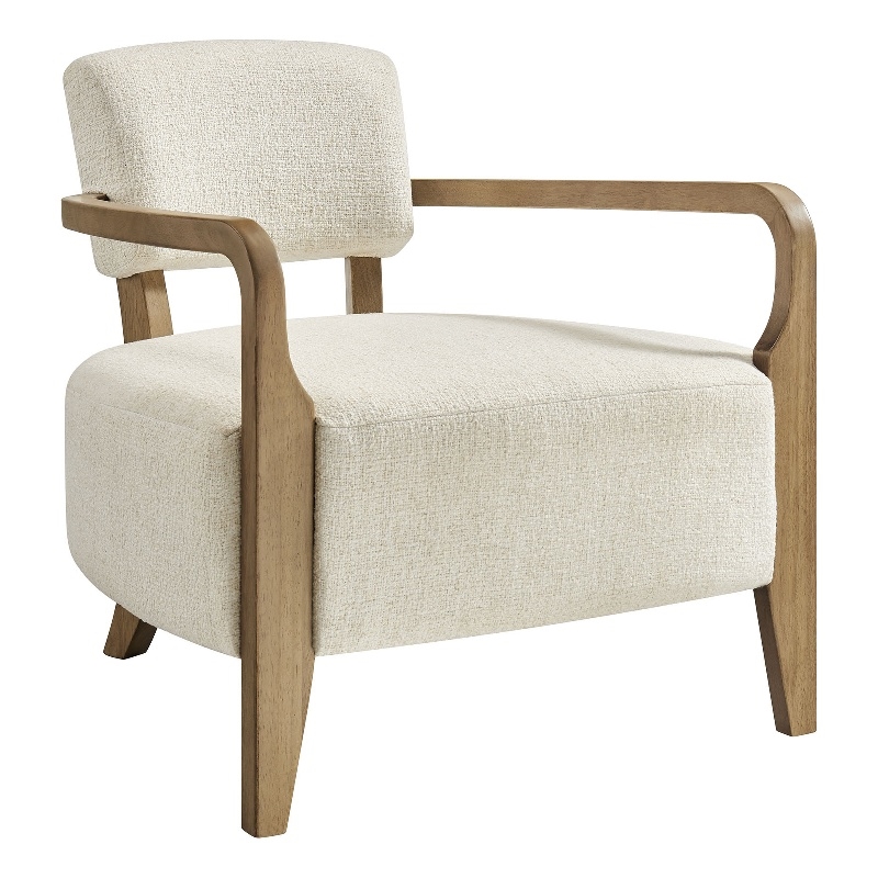 Zinnia Linen Blend Accent Chair in Ivory