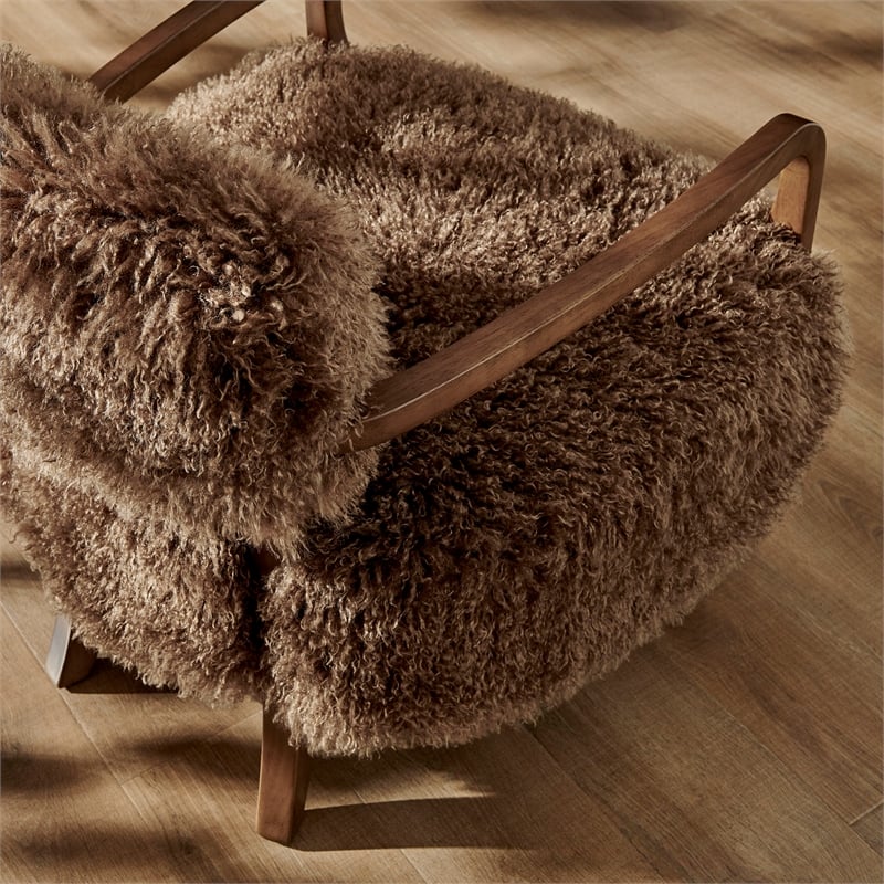 Zinnia Faux Fur Accent Chair in Brown