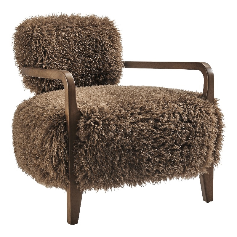 Zinnia Faux Fur Accent Chair in Brown