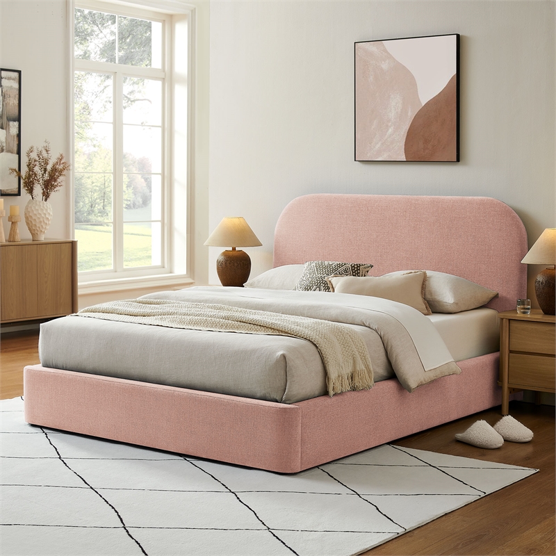 Keynote Full Fabric Upholstered Storage Platform Bed in Blush