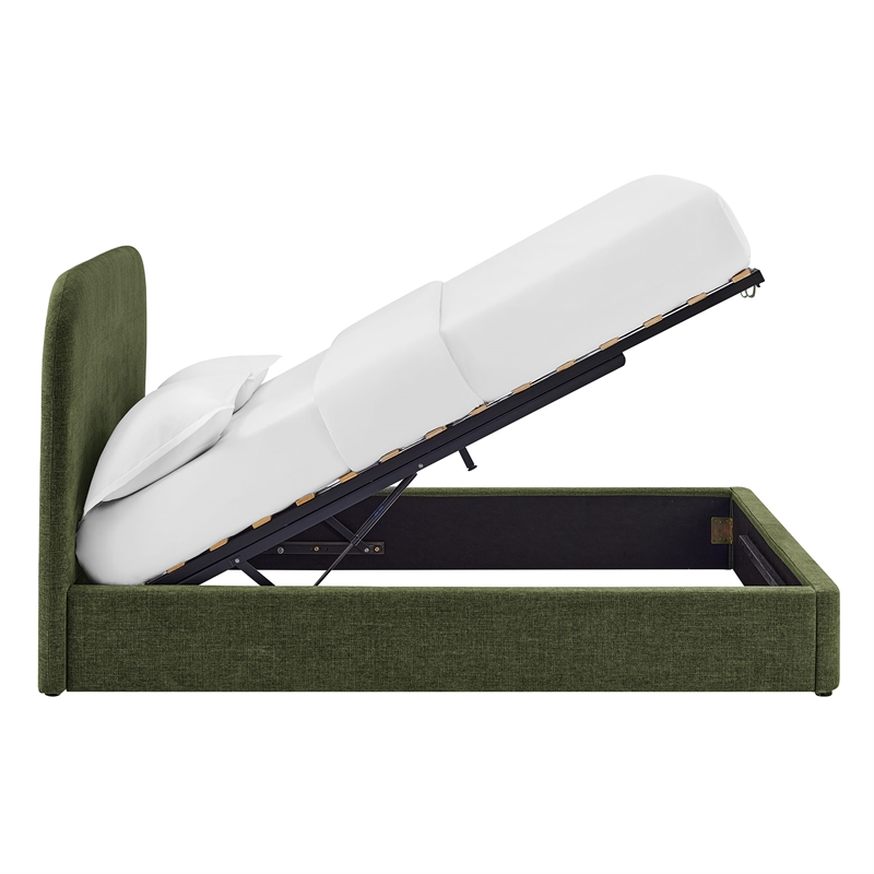 Keynote Full Fabric Upholstered Storage Platform Bed in Foliage