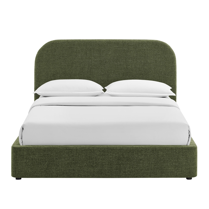 Keynote Full Fabric Upholstered Storage Platform Bed in Foliage