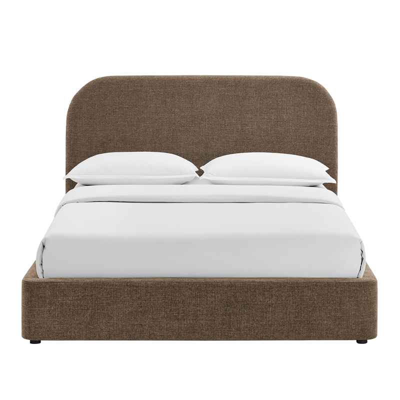 Keynote Full Fabric Upholstered Storage Platform Bed in Mocha