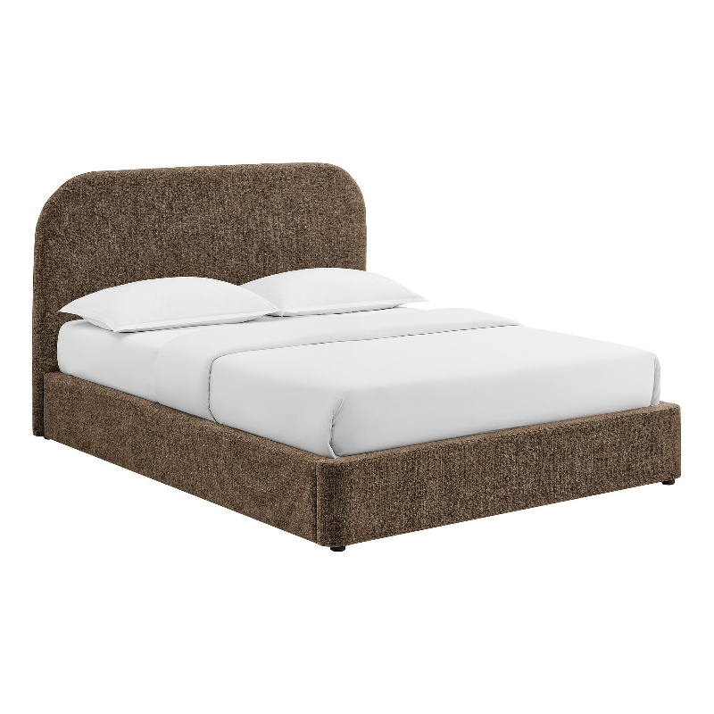 Keynote Full Fabric Upholstered Storage Platform Bed in Mocha