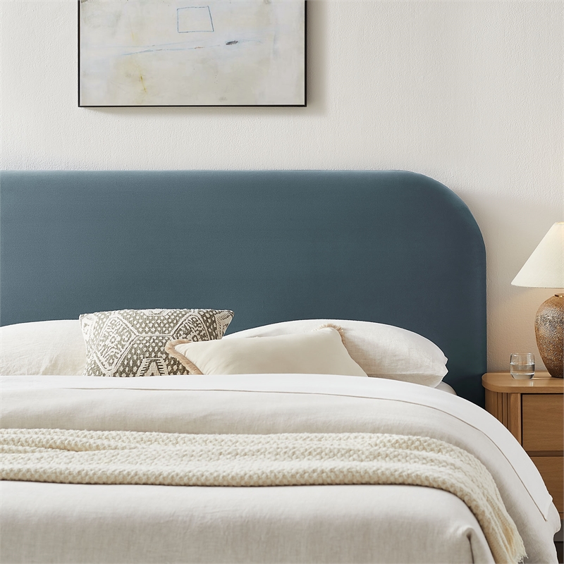 Keynote Full Performance Velvet Storage Platform Bed in Cadet Blue