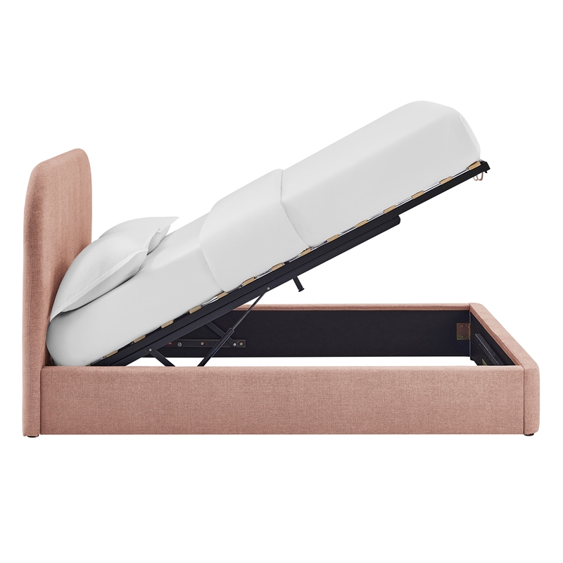 Keynote King Fabric Upholstered Storage Platform Bed in Blush