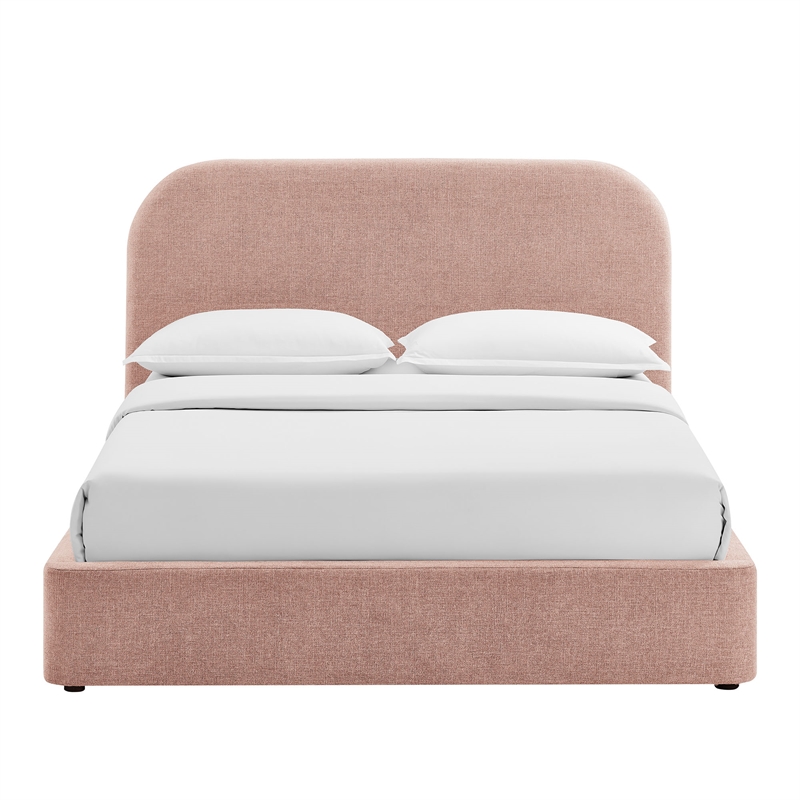 Keynote King Fabric Upholstered Storage Platform Bed in Blush
