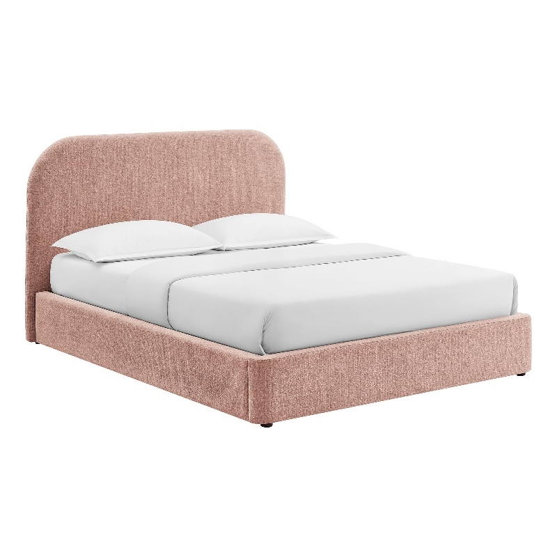 Keynote King Fabric Upholstered Storage Platform Bed in Blush