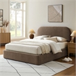 Keynote King Fabric Upholstered Storage Platform Bed in Mocha