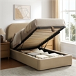 Keynote Twin Performance Velvet Storage Platform Bed in Taupe