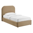 Keynote Twin Performance Velvet Storage Platform Bed in Taupe