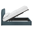 Keynote King Performance Velvet Storage Platform Bed in Cadet Blue