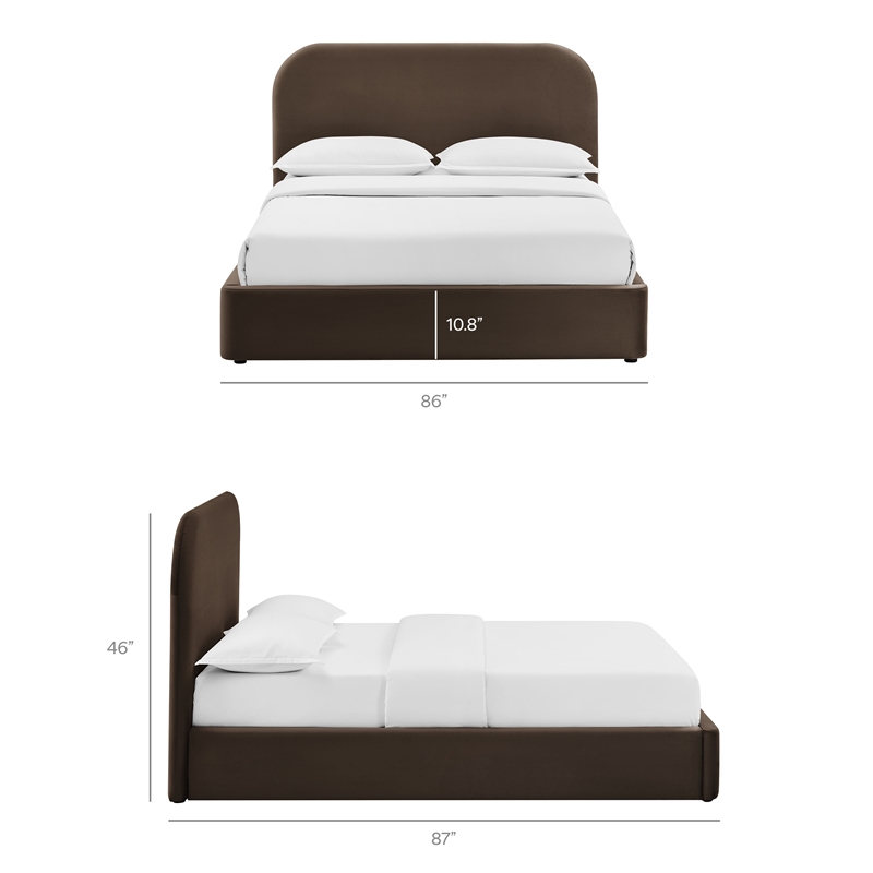 Keynote King Performance Velvet Storage Platform Bed in Chocolate Brown