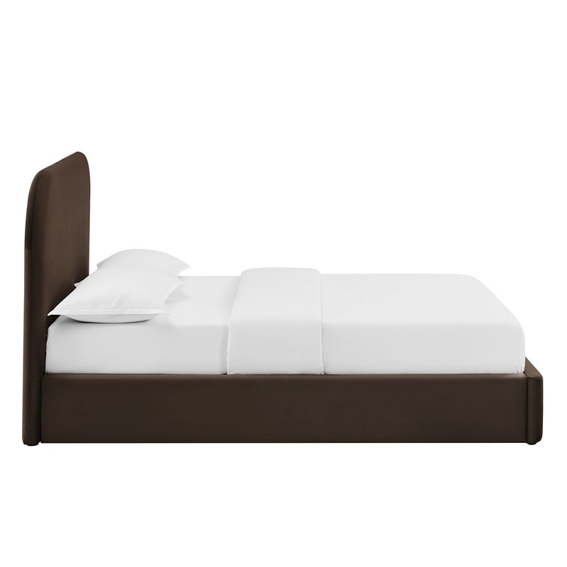 Keynote King Performance Velvet Storage Platform Bed in Chocolate Brown
