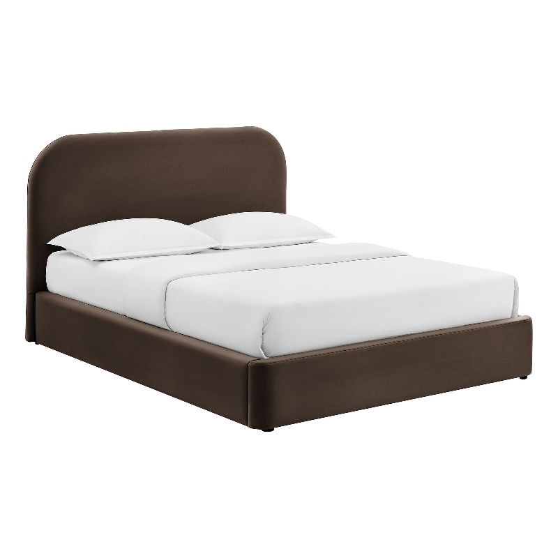 Keynote King Performance Velvet Storage Platform Bed in Chocolate Brown