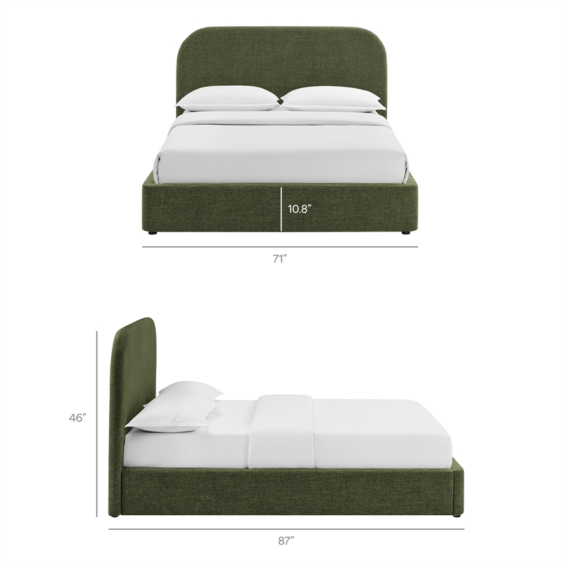 Keynote Queen Fabric Upholstered Storage Platform Bed in Foliage