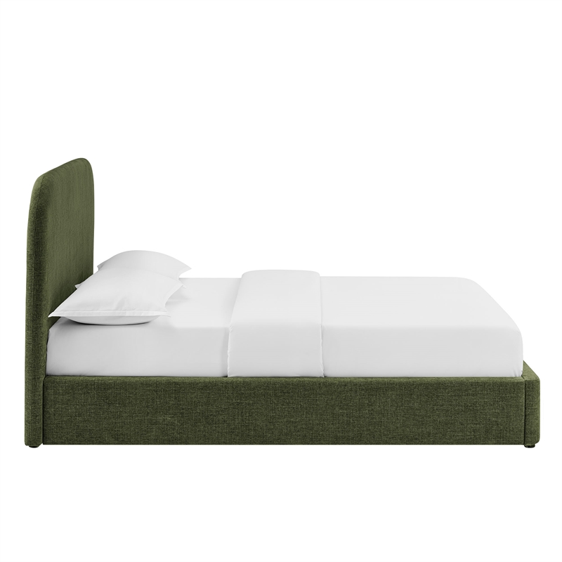 Keynote Queen Fabric Upholstered Storage Platform Bed in Foliage