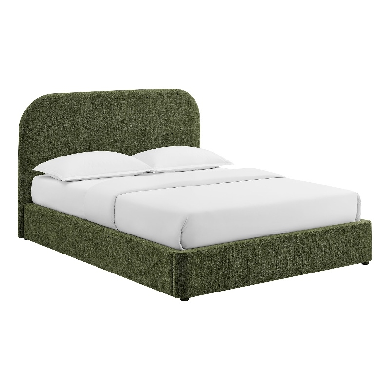 Keynote Queen Fabric Upholstered Storage Platform Bed in Foliage