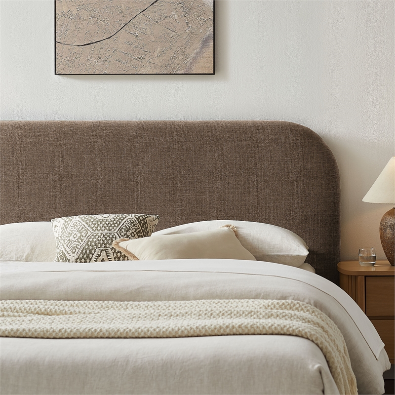 Keynote Queen Fabric Upholstered Storage Platform Bed in Mocha