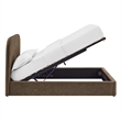 Keynote Queen Fabric Upholstered Storage Platform Bed in Mocha