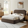 Keynote Queen Performance Velvet Storage Platform Bed in Chocolate Brown