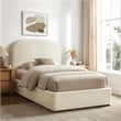 Keynote Twin Fabric Upholstered Storage Platform Bed in Ecru