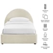 Resort Twin Arched Upholstered Fabric Storage Platform Bed in Ecru