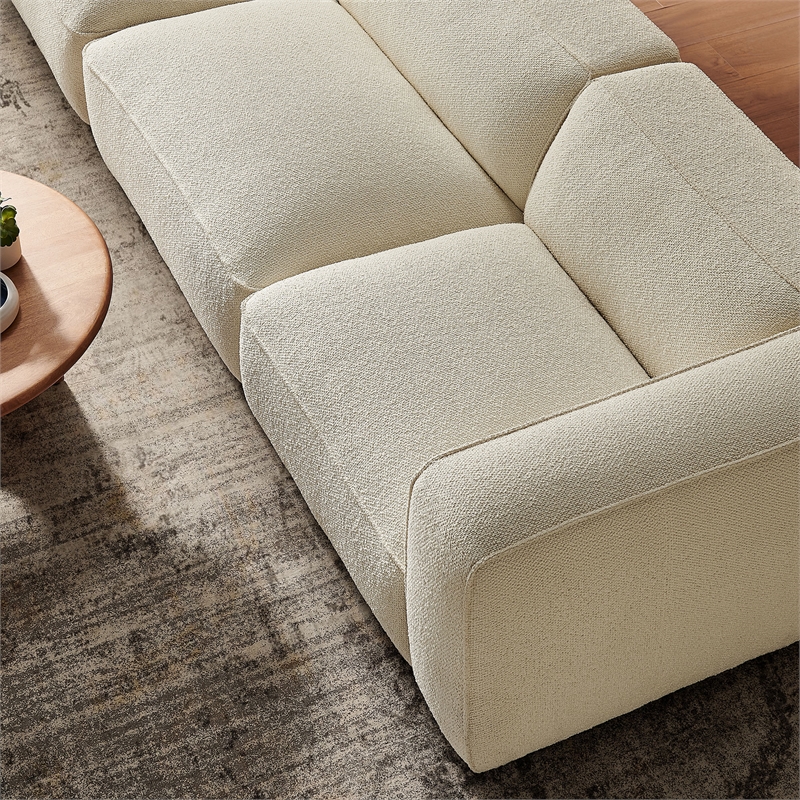 Auren Lattice Boucle 3 Piece Sectional in Cream