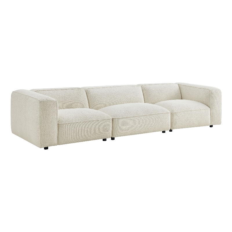 Auren Lattice Boucle 3 Piece Sectional in Cream