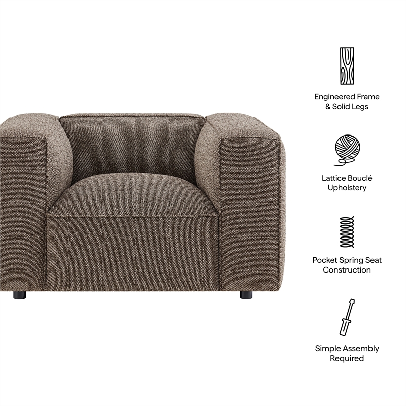 Auren Lattice Boucle Accent Chair with Pocket Spring Seat in Earth