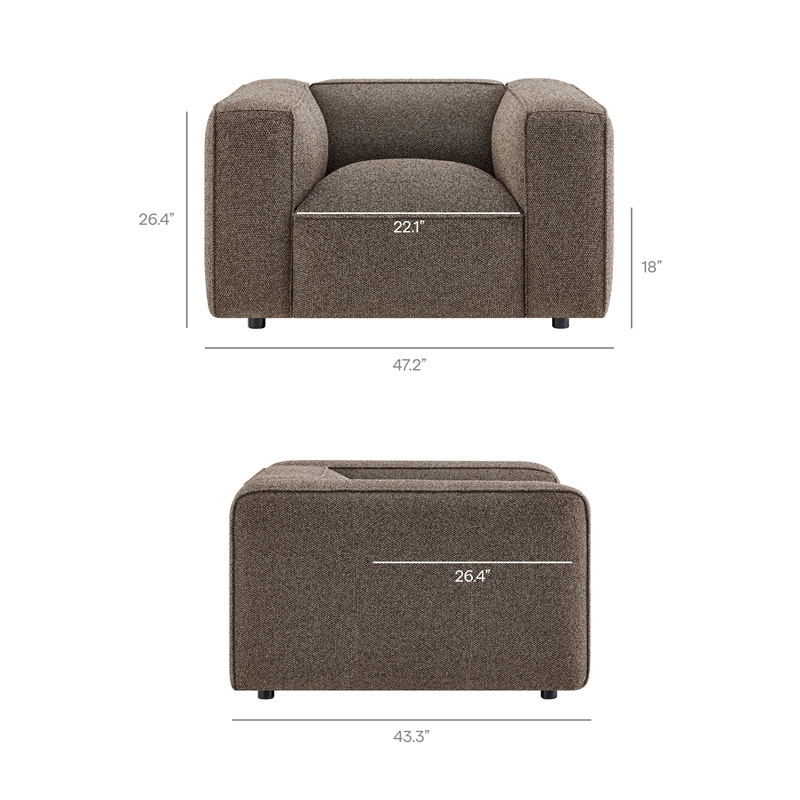 Auren Lattice Boucle Accent Chair with Pocket Spring Seat in Earth