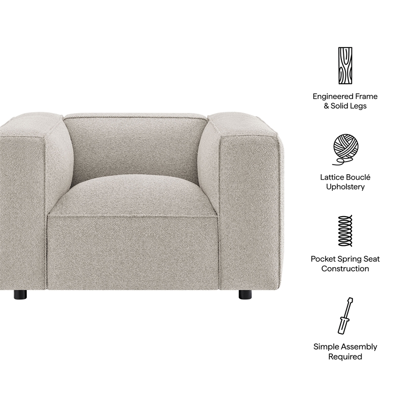 Auren Lattice Boucle Accent Chair with Pocket Spring Seat in Fog