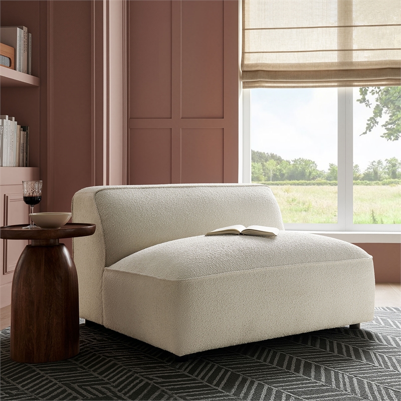 Auren Lattice Boucle Armless Chair with Pocket Spring Seat in Cream